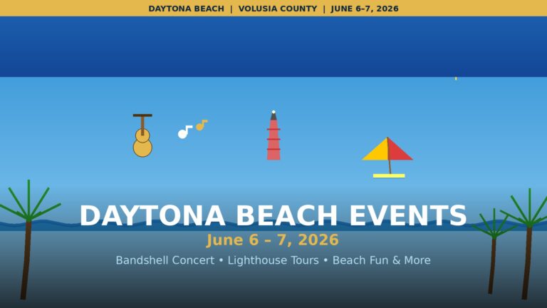 Daytona Beach events guide June 2026 — Bandshell concert, lighthouse tours, and beach activities in Volusia County